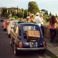 Vintage Fiat 500 and vespa scooter tours in tuscany